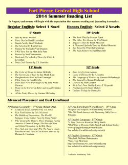 2014-2015 Summer Reading List - St Lucie County School Sites