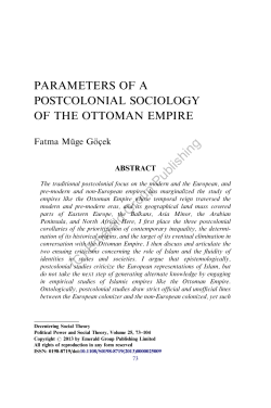 Parameters of a postcolonial sociology of the Ottoman Empire