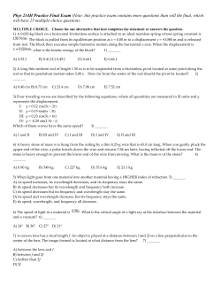 Phys 234H Practice Final Exam (Note: this practice exam contains