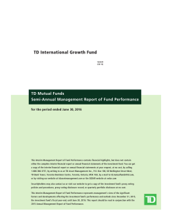 Semi-Annual Management Reports of Fund