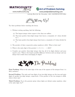 Activity Sheet for the November, 2015, MATHCOUNTS Mini Try
