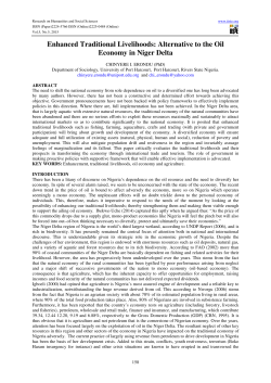 Enhanced Traditional Livelihoods: Alternative to the Oil Economy in