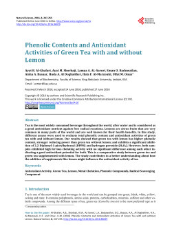 Phenolic Contents and Antioxidant Activities of Green Tea with and