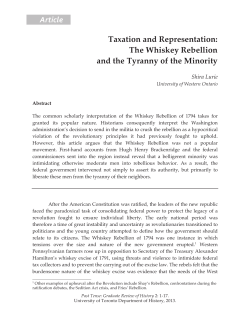 rticle . Taxation and Representation: The Whiskey Rebellion and the