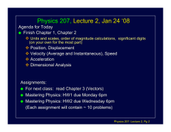 Physics 207, Lecture 2, Jan 24 `08