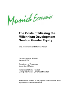 The Costs of Missing the Millennium Development Goal on Gender