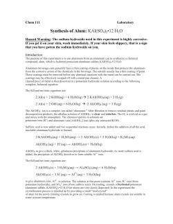 Synthesis of Alum: KAl(SO4)2&bull;12 H2O