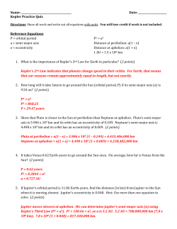 Kepler Practice Quiz Reference Equations