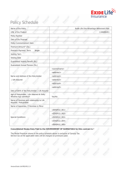 Exide One Advantage Retirement Plan T n C