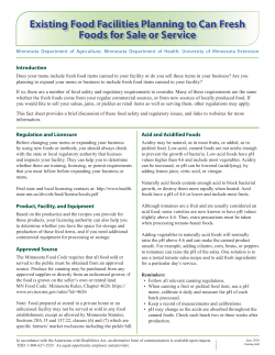 Existing Food Facilities Planning to Can Fresh Foods for Sale or