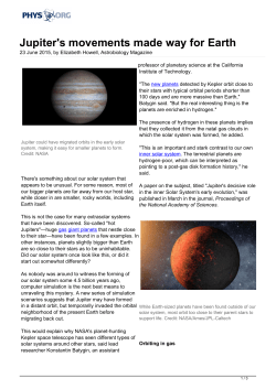 Jupiter`s movements made way for Earth