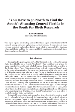 “You Have to go North to Find the South”: Situating Central Florida in