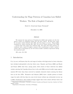 Understanding the Wage Patterns of Canadian Less Skilled Workers