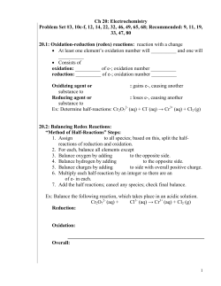 Ch 20: Electrochemistry Problem Set #3, 10c-f, 12, 14
