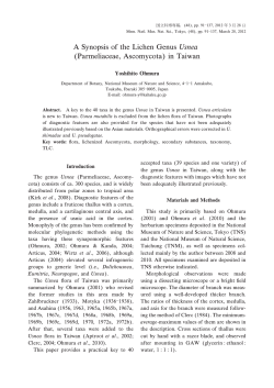 A Synopsis of the Lichen Genus Usnea (Parmeliaceae, Ascomycota