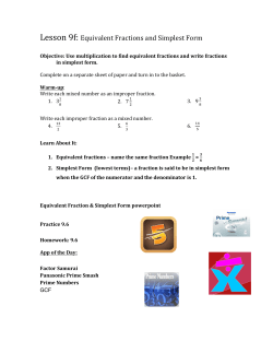 Lesson 9f: Equivalent Fractions and Simplest Form