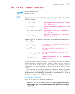Section 4-2 Inverse Functions