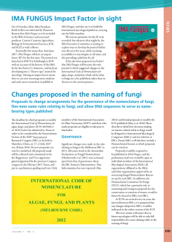 IMA FUNGUS Impact Factor in sight &Acirc;&OElig; Changes
