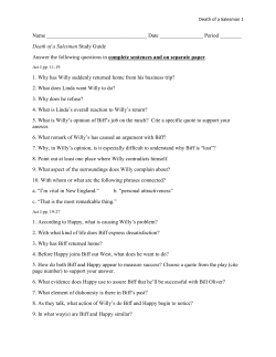 Death of a Salesman Study Guide Answer the foll