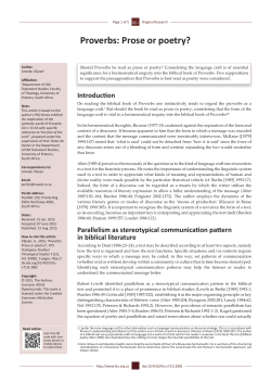 Proverbs: Prose or poetry? - HTS Teologiese Studies / Theological