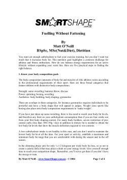 Fuelling Without Fattening By Matt O`Neill BSpSc