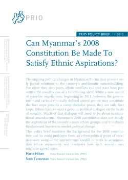 Can Myanmar`s 2008 Constitution Be Made To Satisfy Ethnic