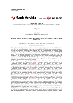 Prospectus Supplement dated 28 March 2017 to the