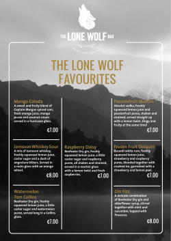 Drinks Menu - The Lone Wolf Bar