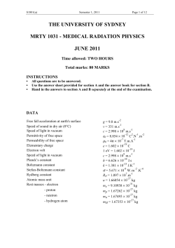 the university of sydney mrty 1031 - medical radiation physics june