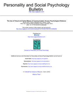 Bulletin Personality and Social Psychology