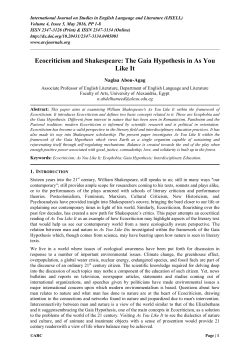 Ecocriticism and Shakespeare: The Gaia Hypothesis
