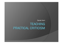 Teaching practical criticism