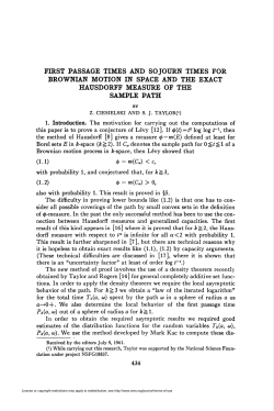 first passage times and sojourn times for hausdorff measure of the