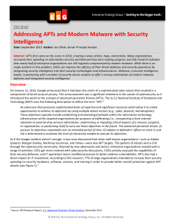 Addressing APTs and Modern Malware with Security