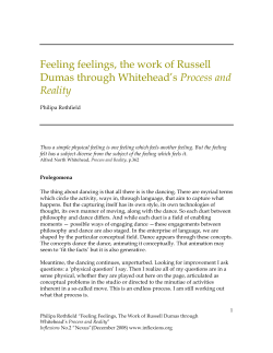 Feeling feelings, the work of Russell Dumas through Whitehead`s
