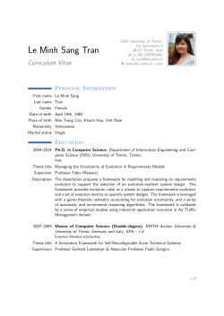 Le Minh Sang Tran &ndash; Curriculum Vitae