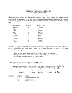 Chemical Names and Formulas