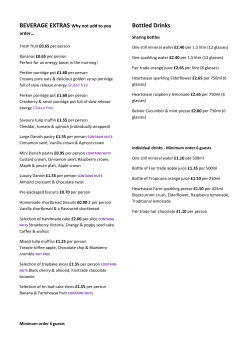 Beverage Extras menu
