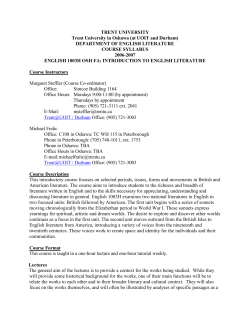 DEPARTMENT OF ENGLISH LITERATURE