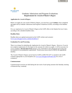 Application for Award of Master`s Degree