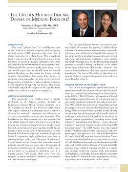The Golden hour in TrAumA - Journal of Lancaster General Hospital