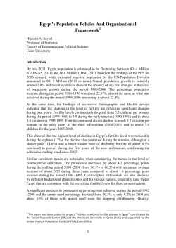 Egypt`s Population Policies And Organizational Framework