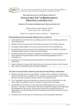 sustainable use of biodiversity: principles and practice