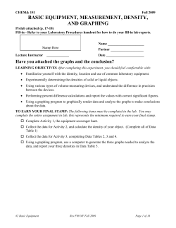 BASIC EQUIPMENT, MEASUREMENT, DENSITY, AND GRAPHING