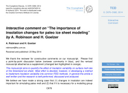 Interactive comment on &ldquo;The importance of insolation changes for