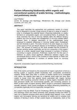 Factors influencing biodiversity within organic and conventional