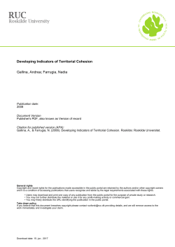 Developing Indicators of Territorial Cohesion