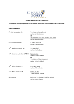 Summer Reading List 2016-2017 - St. Maria Goretti High School