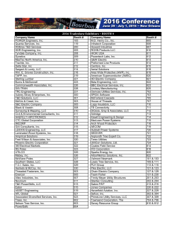 2016 Tradeshow Exhibitors ~ BOOTH