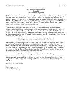 AP Lang Summer Assignment Chase 2015 AP